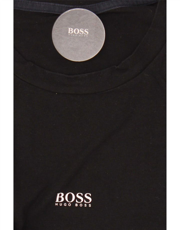 Ανδρικό μπλουζάκι Hugo Boss μακρυμάνικο μεσαίο μαύρο βαμβακερό