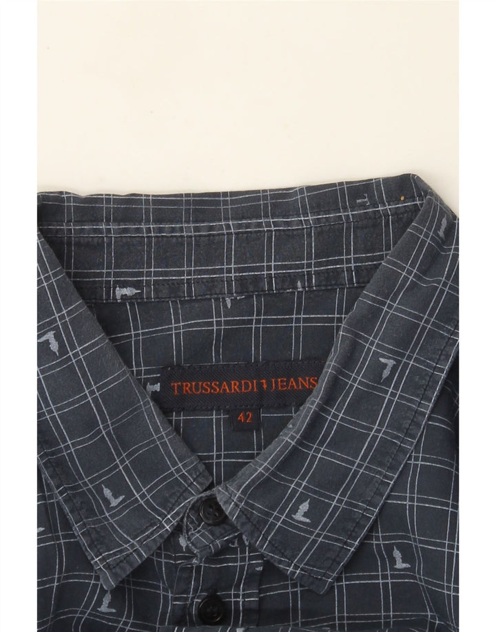 Ανδρικό πουκάμισο Trussardi Jeans Νούμερο 42 Large Navy Blue Gingham