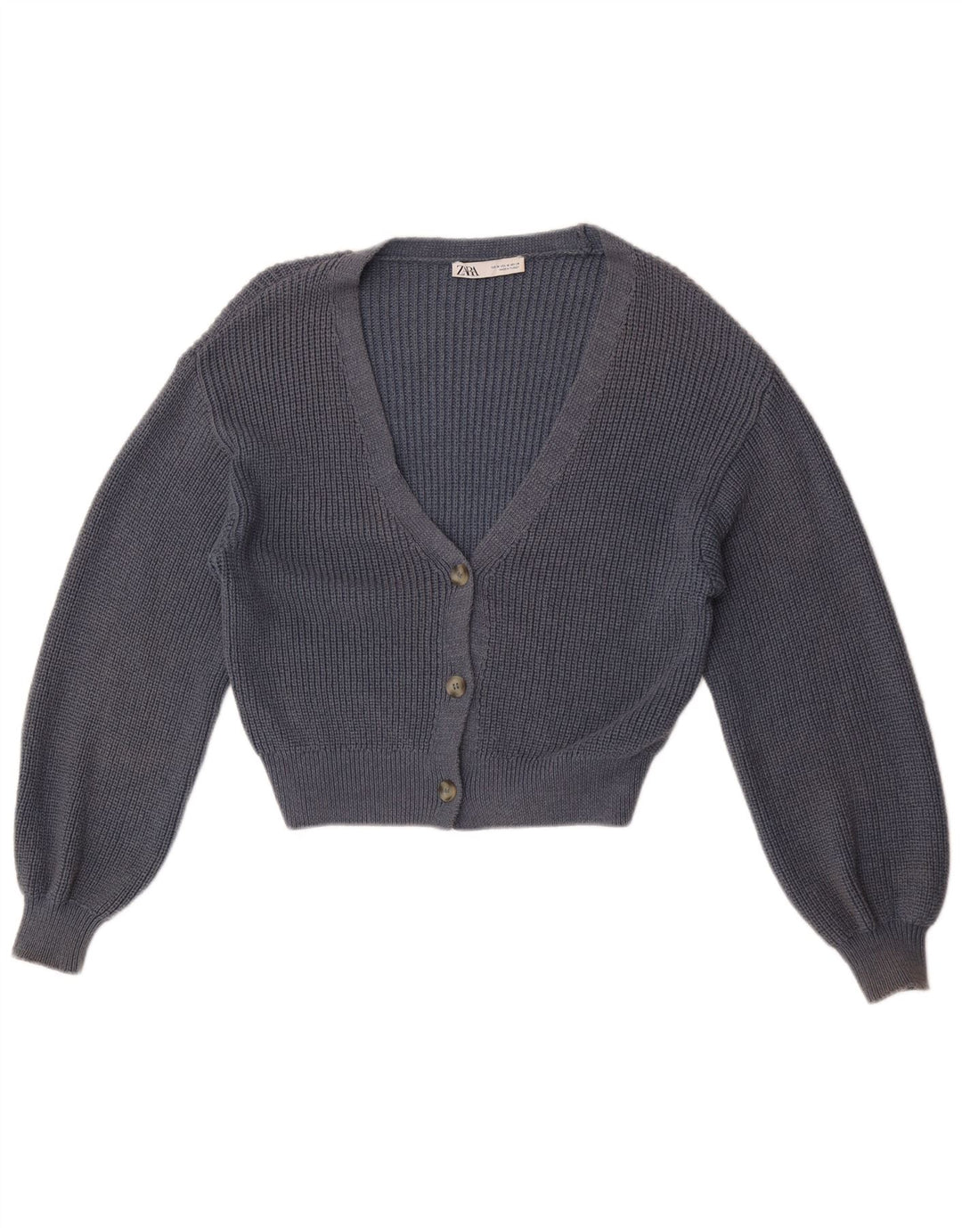 Zara Γυναικεία Ζακέτα Crop UK 14 Medium Navy Blue