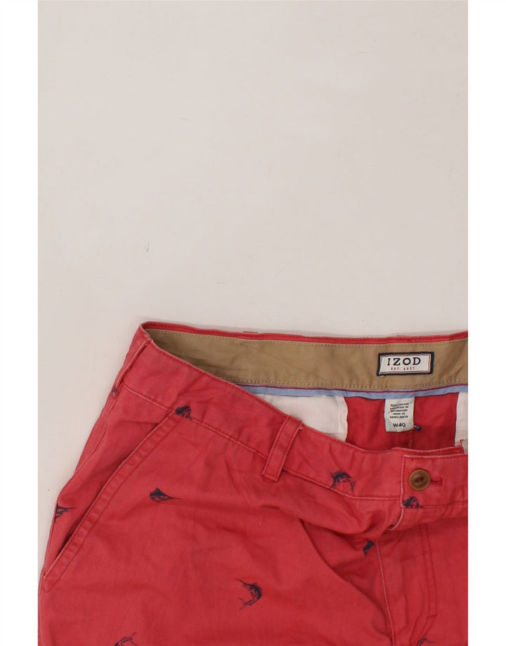 IZOD Mens Abstract Pattern Chino Shorts  W40 XL Red Cotton Vintage Izod and Second-Hand Izod from Messina Hembry 