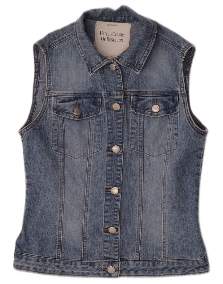 Benetton Γυναικείο Τζιν Gilet UK 10 Small Blue