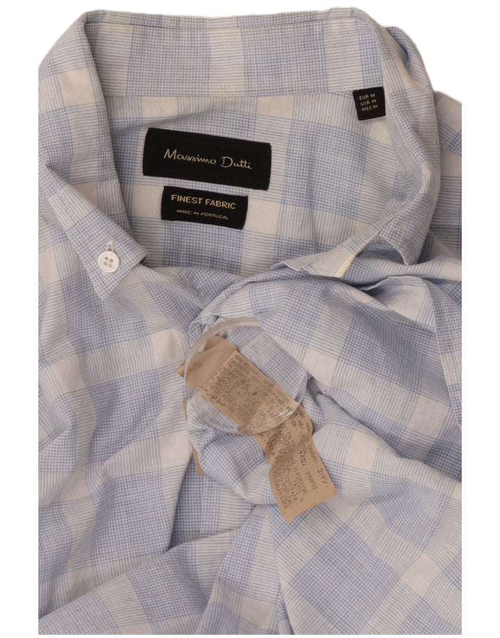 Ανδρικό πουκάμισο Massimo Dutti, μεσαίο μπλε, βαμβακερό