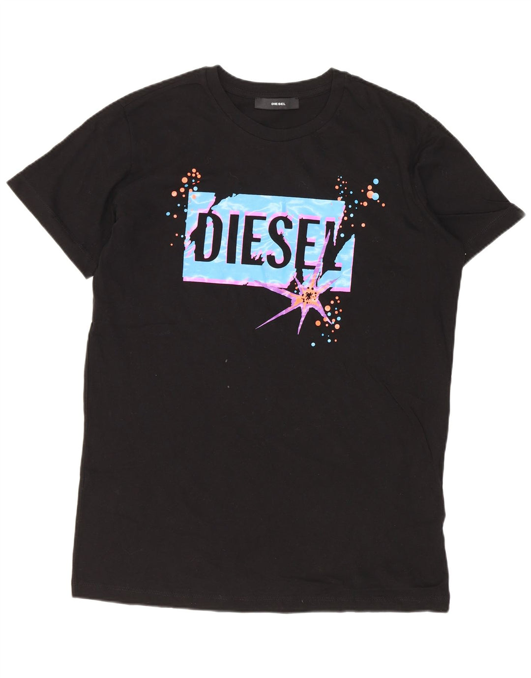 Diesel Ανδρικό γραφικό T-Shirt Top Μικρό μαύρο βαμβακερό