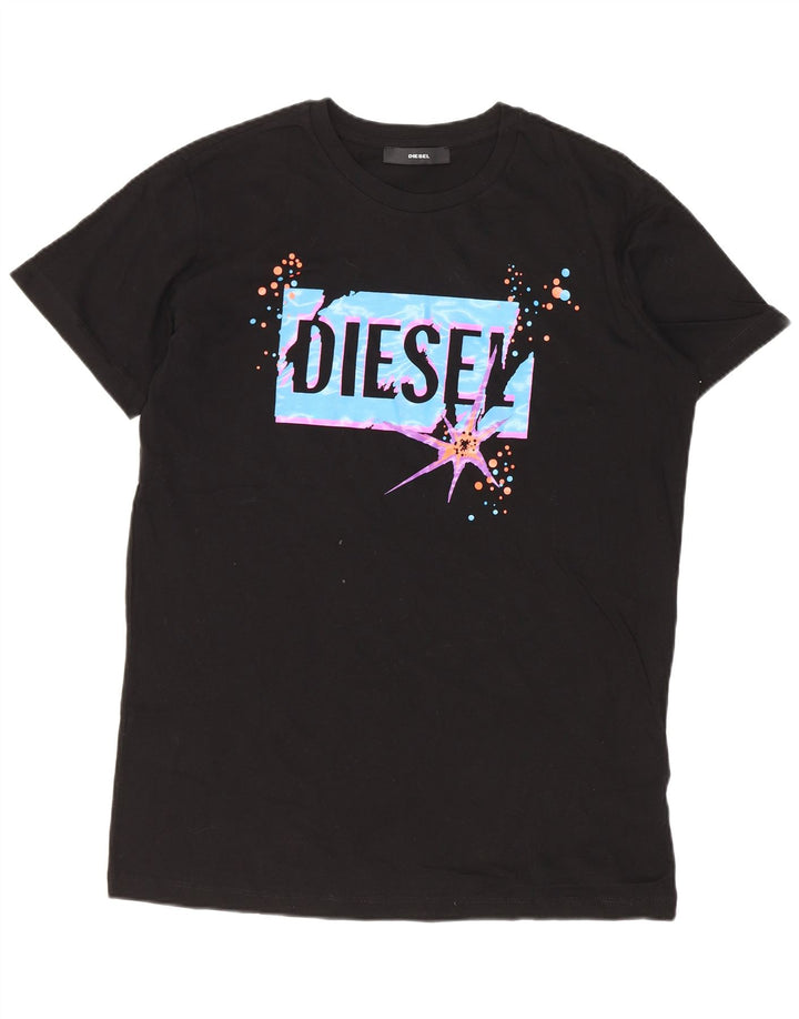 Diesel Ανδρικό γραφικό T-Shirt Top Μικρό μαύρο βαμβακερό