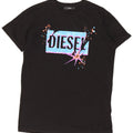 Diesel Ανδρικό γραφικό T-Shirt Top Μικρό μαύρο βαμβακερό