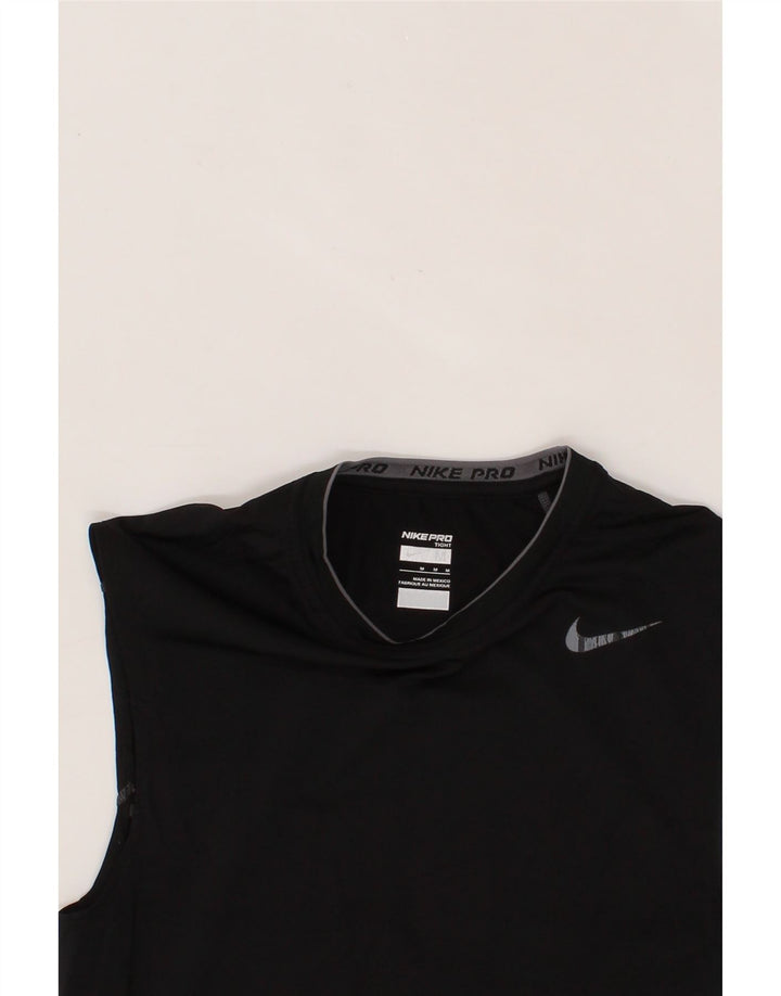 NIKE Womens Tight Fit Vest Top UK 12 Medium Black Polyester Vintage Nike and Second-Hand Nike from Messina Hembry 