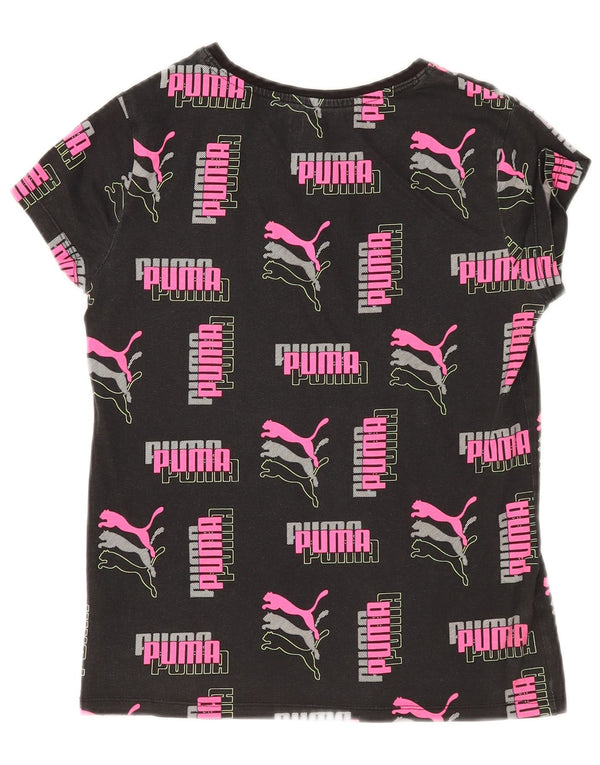 Γραφικό μπλουζάκι Puma Girls Top 12-13 ετών μεγάλο μαύρο βαμβακερό
