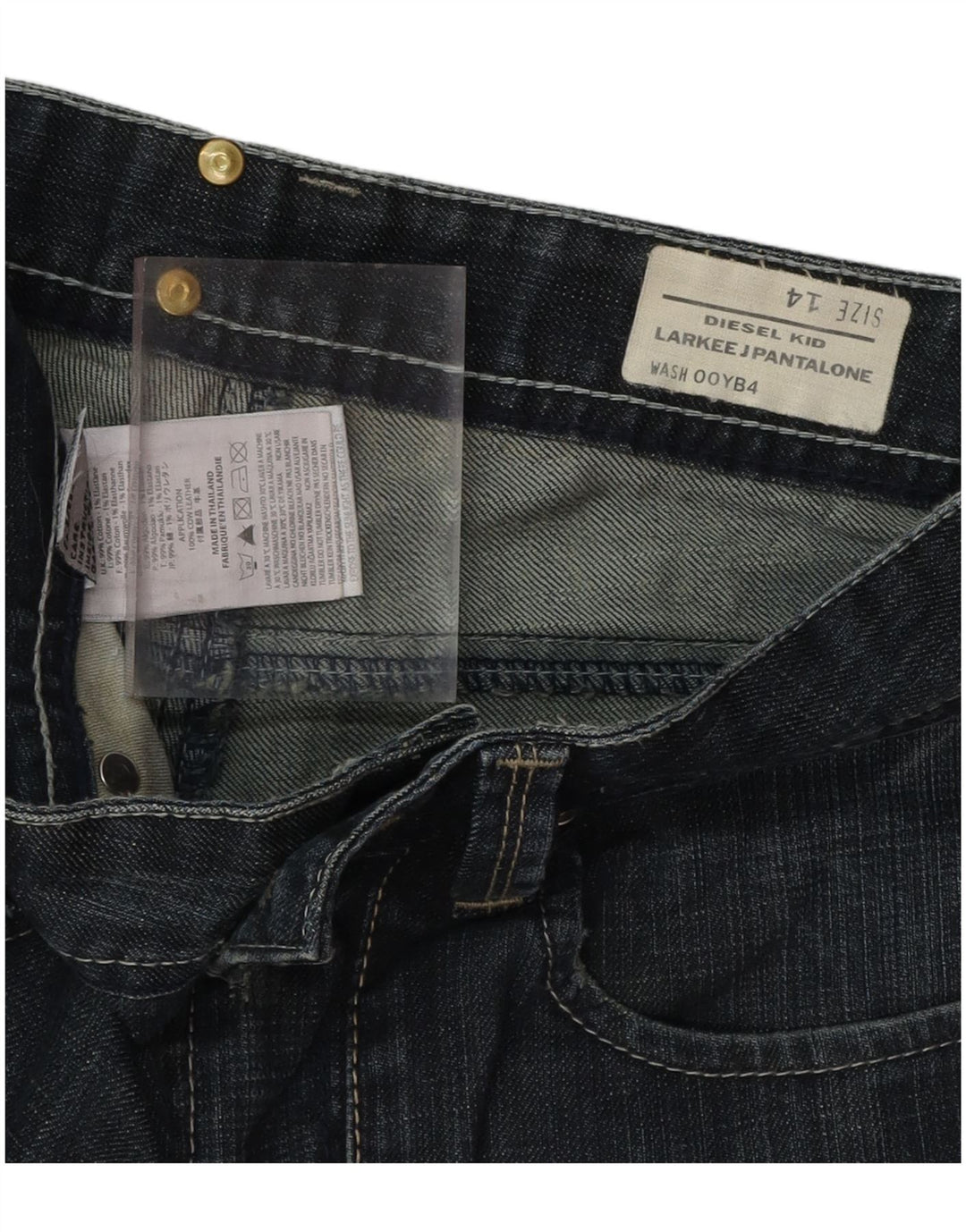 DIESEL Boys Larkee Straight Jeans 13-14 ετών W30 L31 Navy Blue Cotton