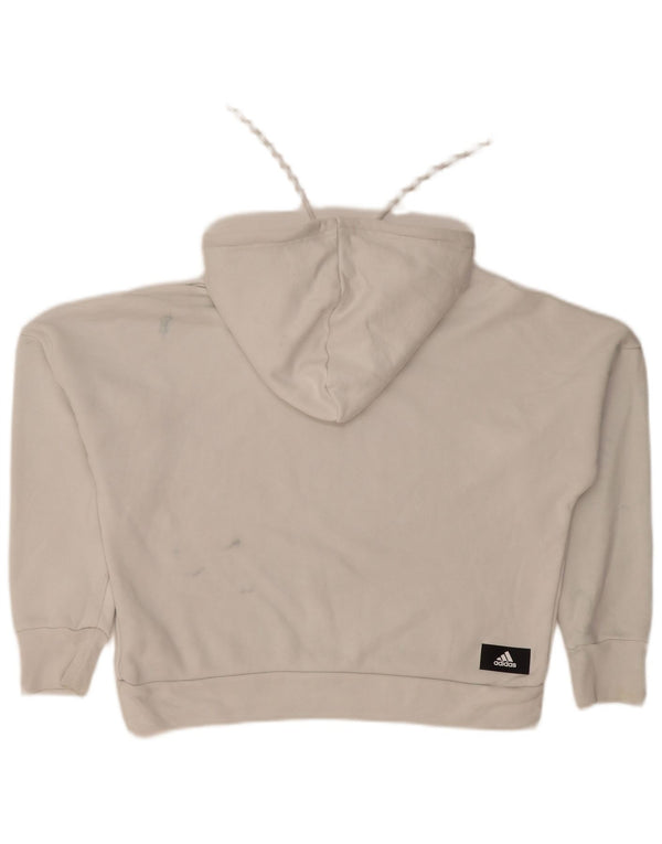 Γυναικεία Adidas Oversized Crop Graphic Hoodie Jumper UK 8/10 Small White