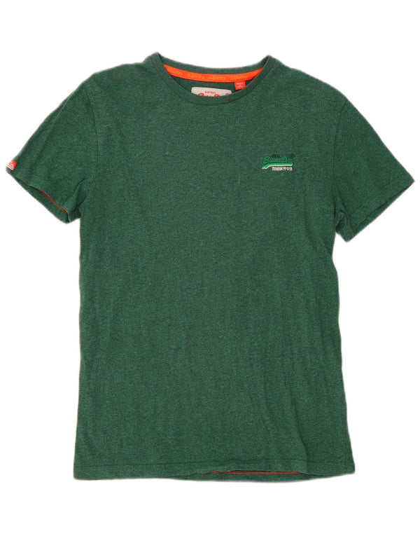 Superdry Mens T-Shirt Top Small Green Flecked Cotton