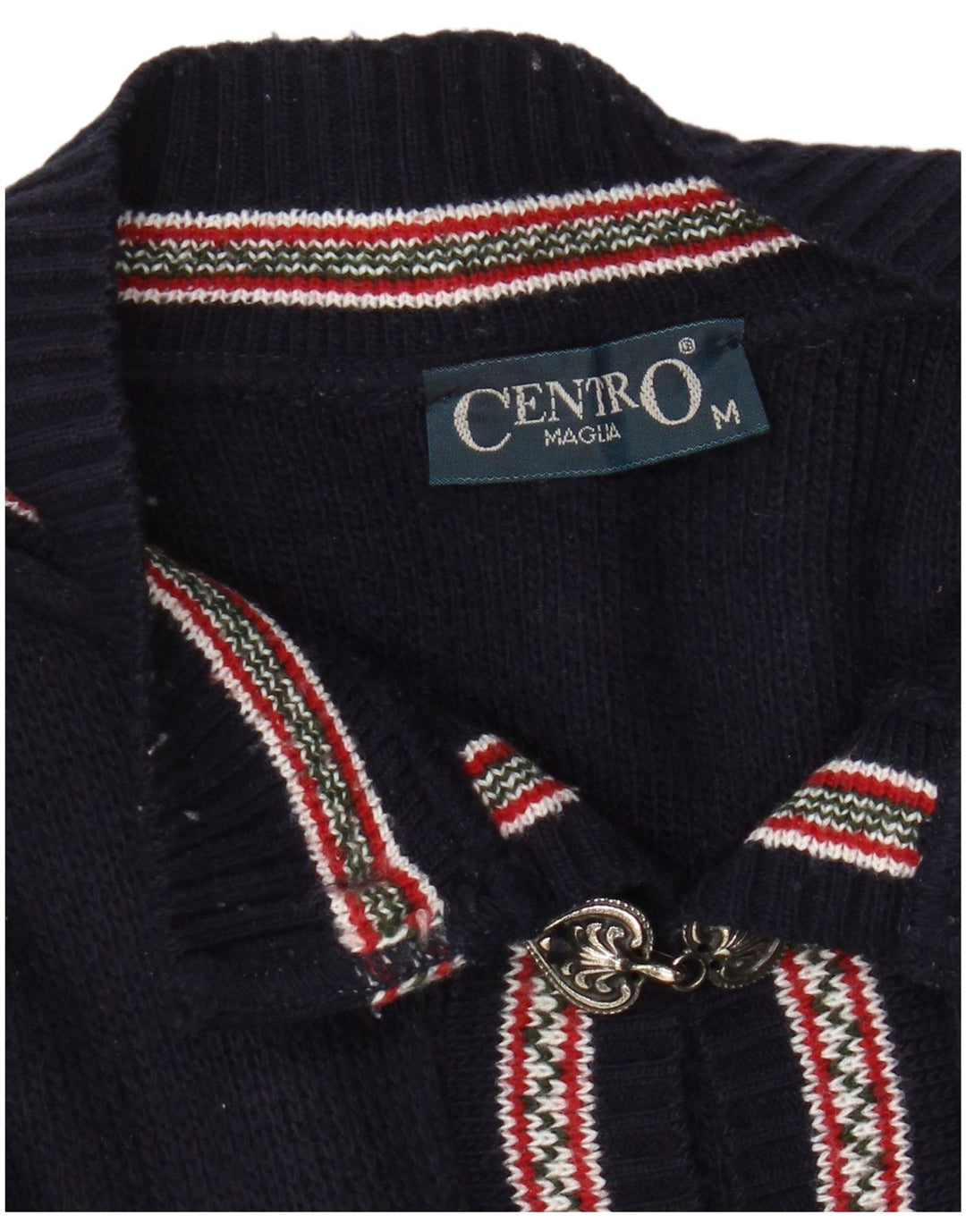 CENTRO MAGLIA Γυναικείο πουλόβερ με λαιμό και κουμπιά UK 14 Medium Navy Blue