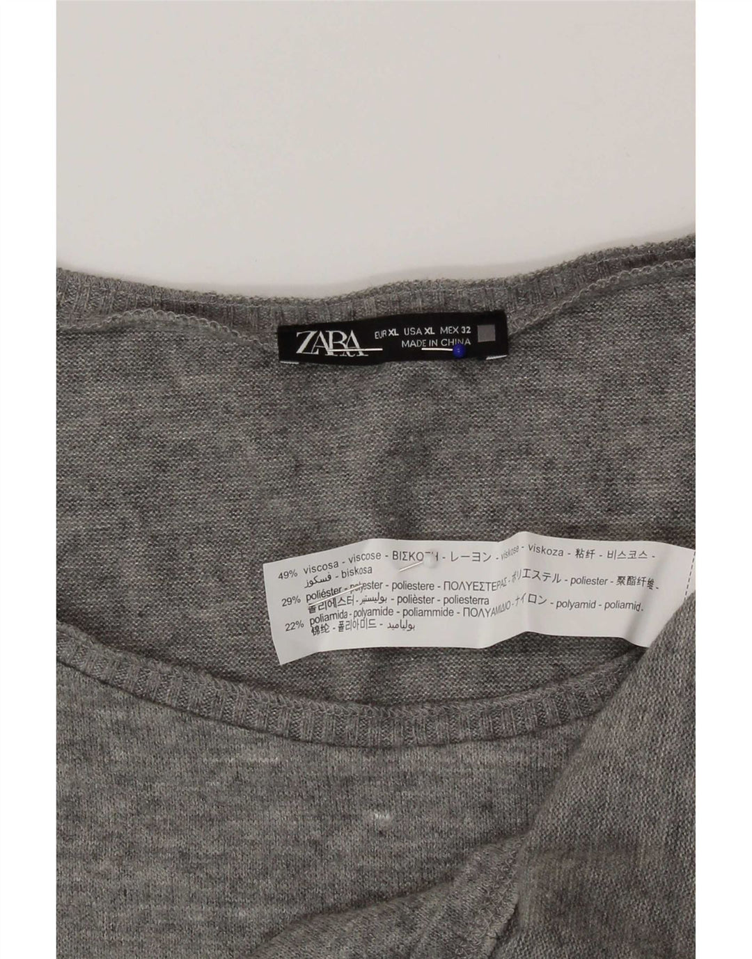 Zara Γυναικείο Γιλέκο Τοπ UK 18 XL Γκρι βισκόζη