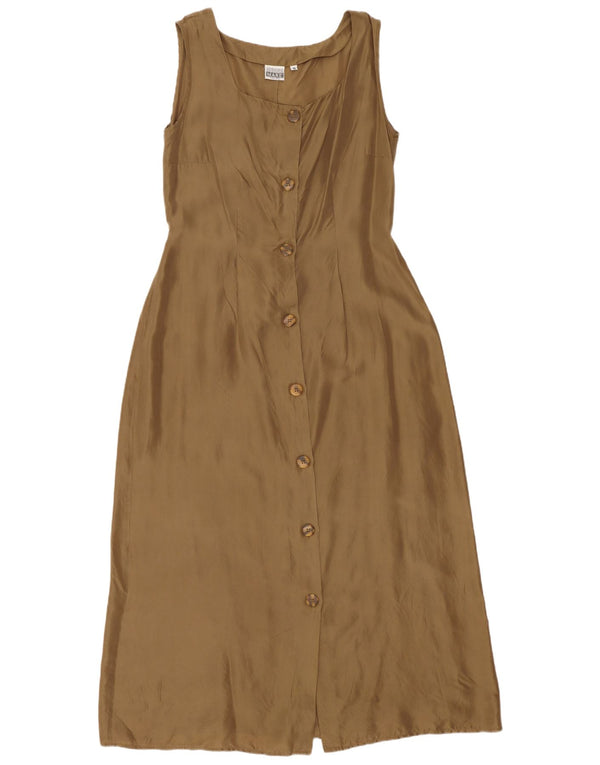 Andrea Mare Γυναικείο Αμάνικο Maxi Φόρεμα UK 10 Small Khaki Silk