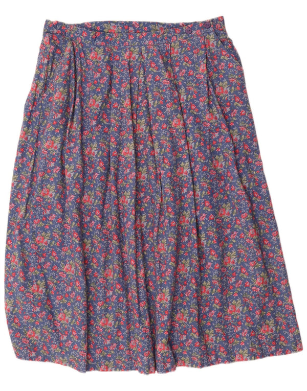 Country Collection Γυναικεία Flared Φούστα UK 18 XL W34 Blue Floral Βαμβακερό