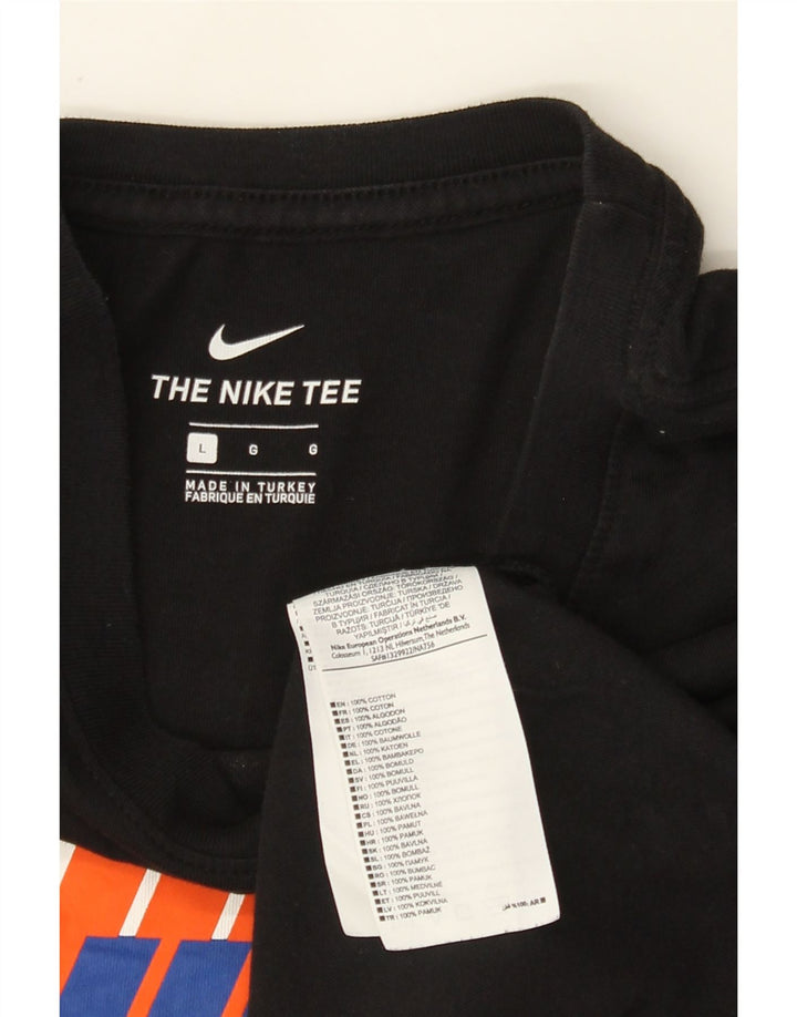 Ανδρικό γραφικό μπλουζάκι Nike, μεγάλο μαύρο βαμβακερό