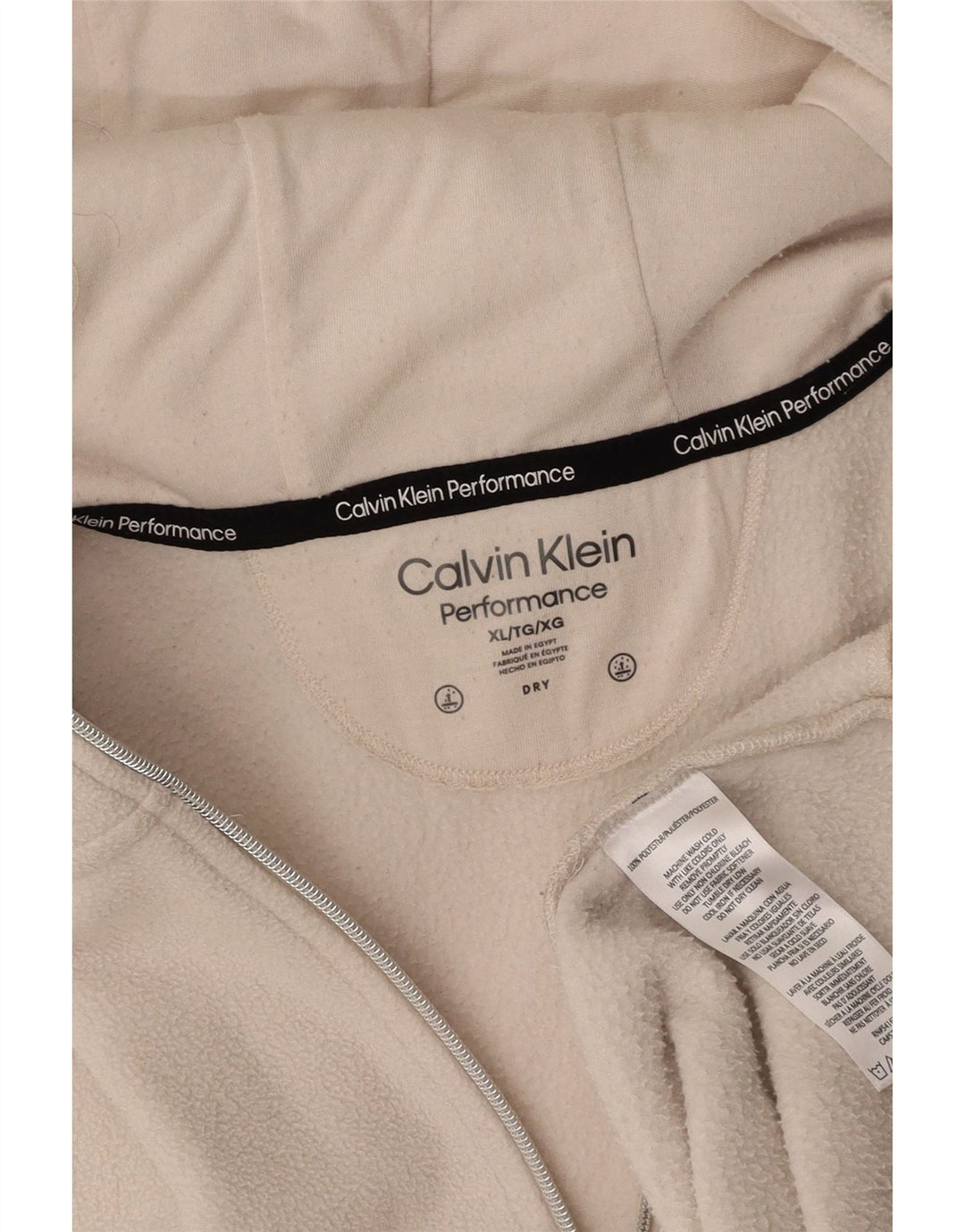 CALVIN KLEIN Γυναικείο φλις μπουφάν με κουκούλα UK 18 XL Off White