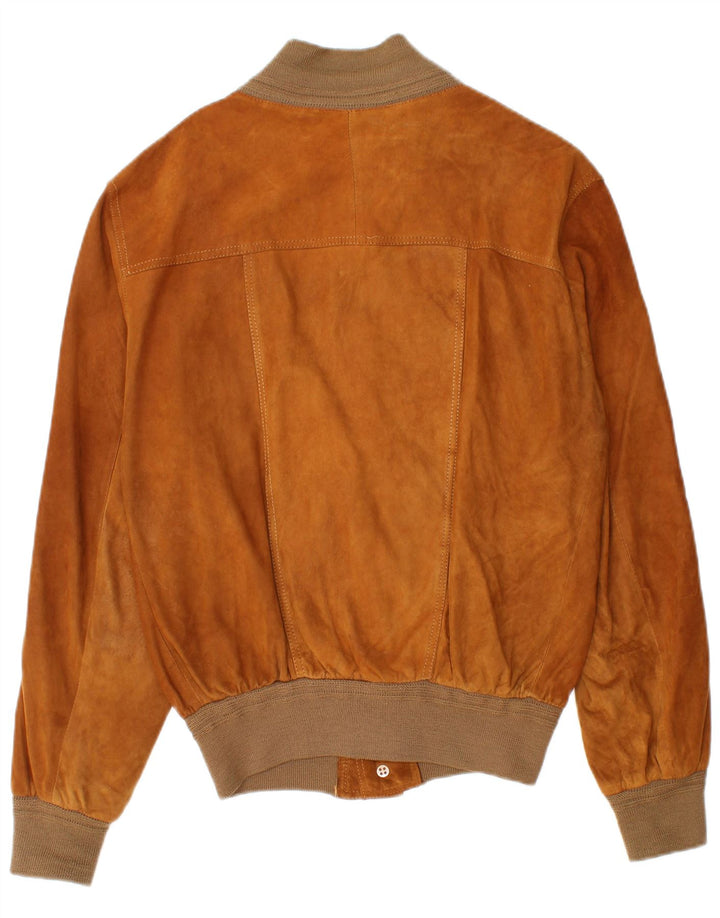 Vintage Ανδρικό Suede Bomber Jacket IT 50 Large Brown