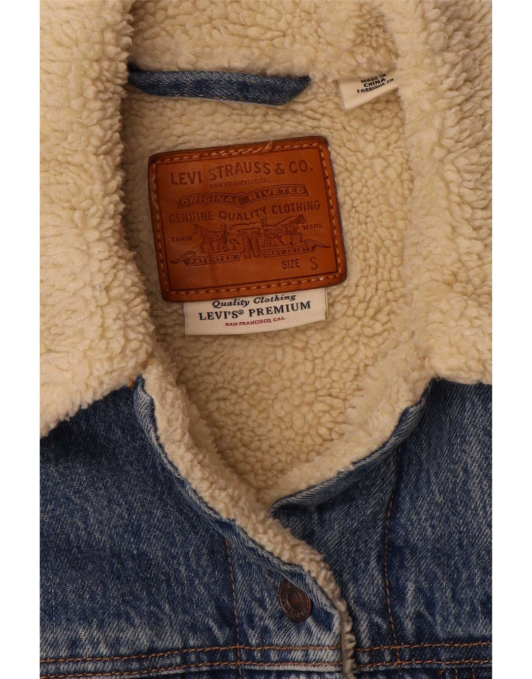 Γυναικείο Levi's Oversized Τζιν Σέρπα Μπουφάν UK 10 Μικρό Μπλε Βαμβακερό