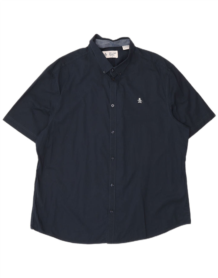 Ανδρικό κοντομάνικο πουκάμισο Penguin 2XL Navy Blue βαμβακερό