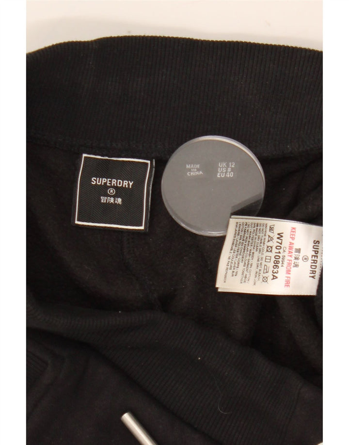 SUPERDRY Womens Tracksuit Trousers Joggers UK 12 Medium  Black Cotton