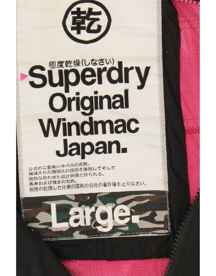 Superdry Γυναικείο Windmac Hooded Windbreaker Jacket UK 16 Large Black Nylon