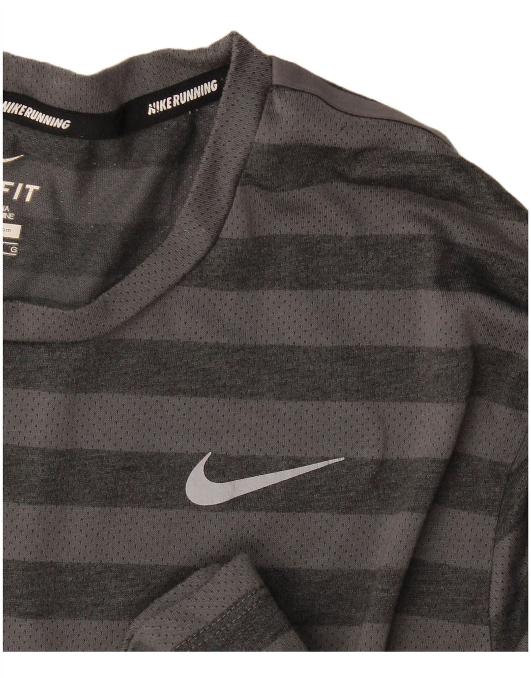 Ανδρικό μπλουζάκι Nike Dri Fit Top μεγάλο γκρι ριγέ πολυεστέρα