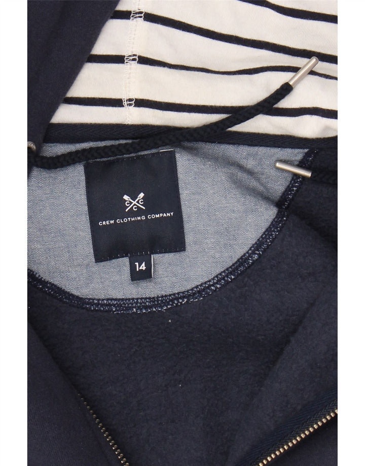 CREW CLOTHING Γυναικείο πουλόβερ με κουκούλα με φερμουάρ UK 14 Medium Navy Blue Cotton