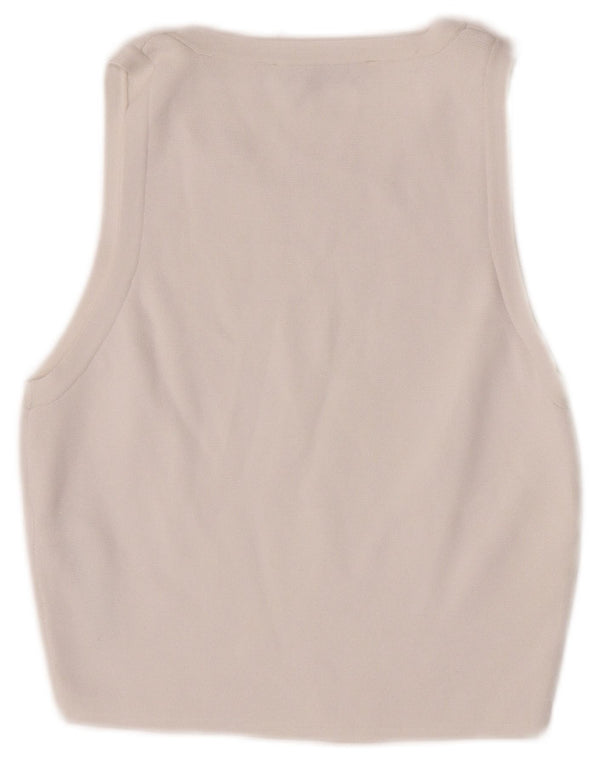 Zara Womens Crop Vest Top UK 12 Medium White Viscose