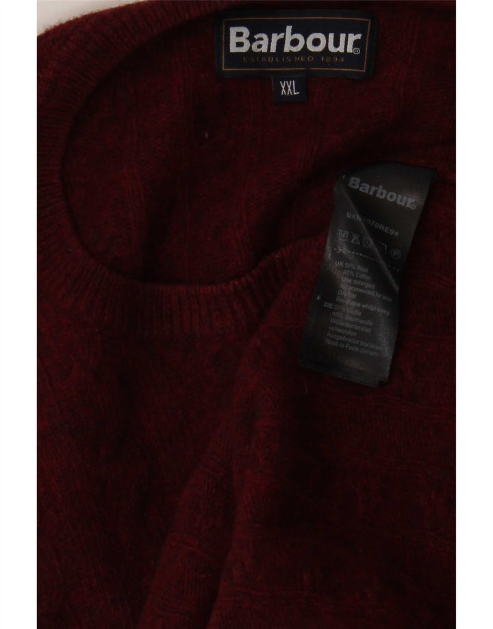 Ανδρικό πουλόβερ Barbour Crew Neck Jumper 2XL Μαλλί μπορντό