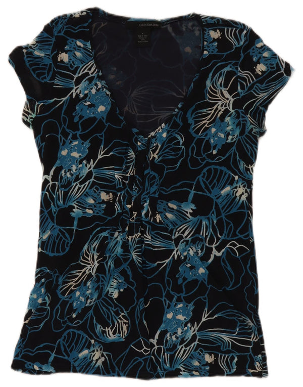 Γυναικεία μπλούζα Calvin Klein Jeans Top UK 12 Medium Navy Blue Floral