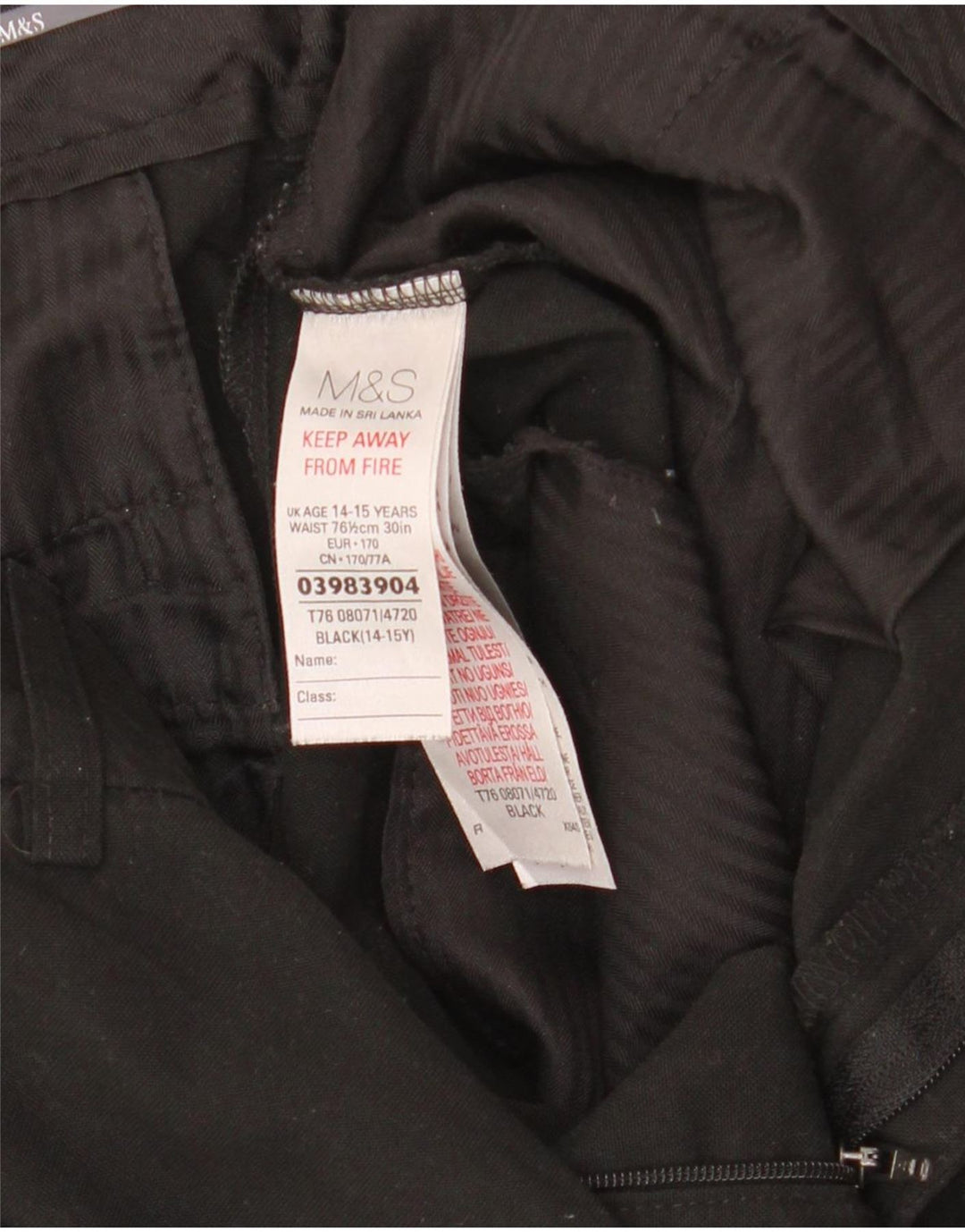 Marks & Spencer Boys Slim Suit Παντελόνι 14-15 ετών W30 L30 Μαύρο Πολυεστέρας