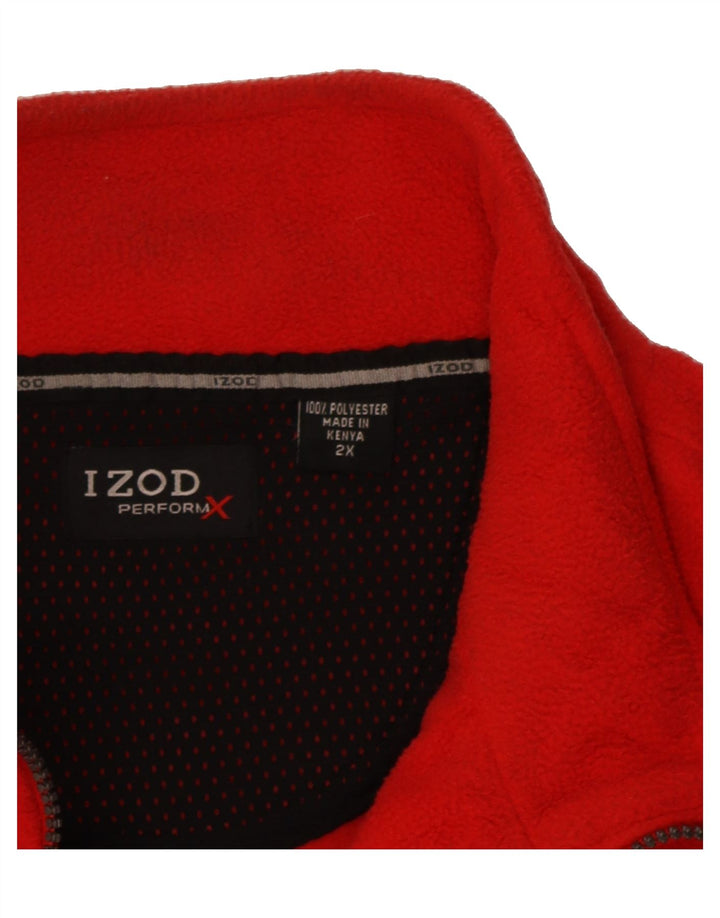 IZOD Mens Zip Neck Fleece Jumper 2XL Red Colourblock Polyester Vintage Izod and Second-Hand Izod from Messina Hembry 