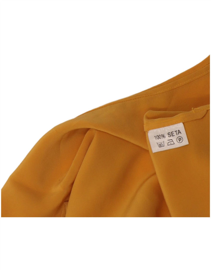 Vintage γυναικείο αμάνικο Crop Top UK 12 Medium Yellow Silk