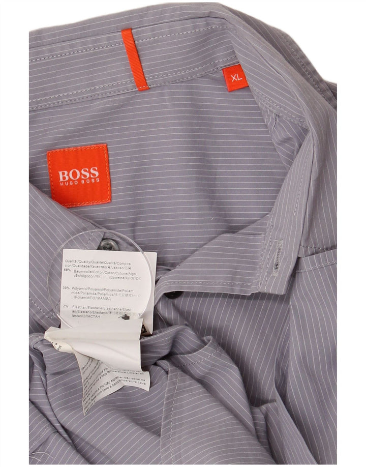 Ανδρικό πουκάμισο HUGO BOSS XL Μπλε βαμβακερό ριγέ