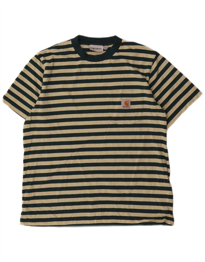 Ανδρικό T-Shirt Carhartt Top Βαμβακερό μεσαίο πράσινο ριγέ
