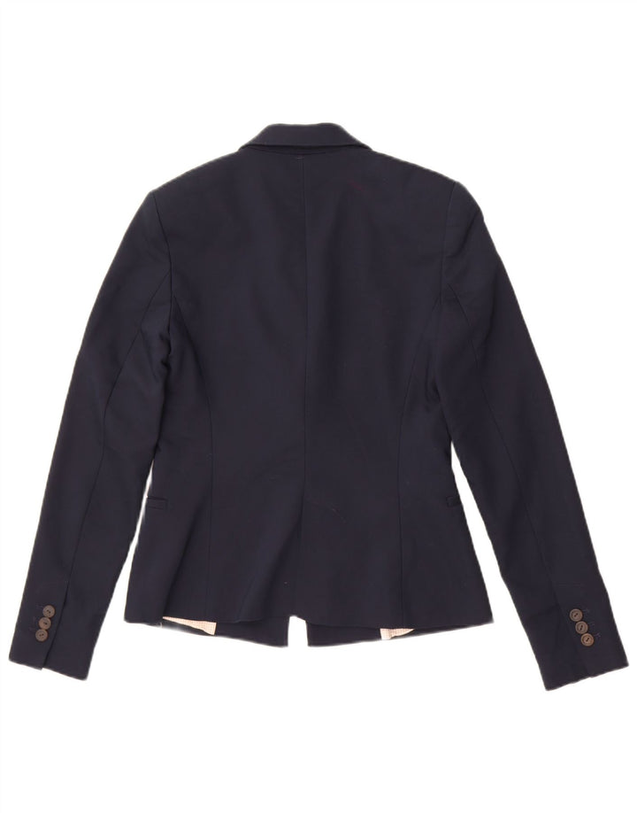 Zara Γυναικείο μπλέιζερ 1 κουμπιού μπουφάν UK 10 Small Navy Blue βαμβακερό