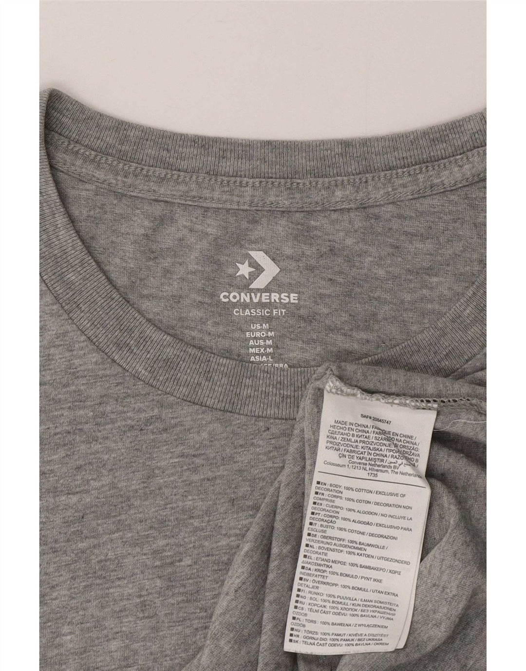 Γυναικείο T-Shirt Converse Top UK 12 μεσαίου γκρι βαμβακερό