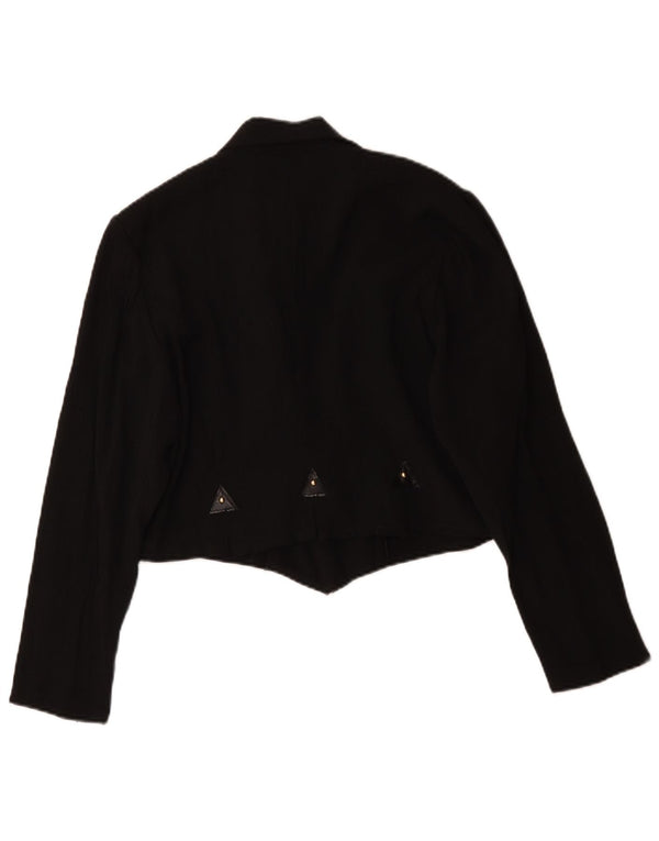 Vintage Γυναικείο Crop Διπλό Μπουφάν Blazer UK 16 Large Μαύρο