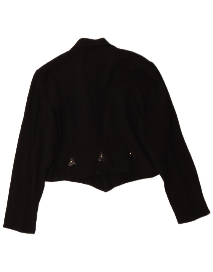 Vintage Γυναικείο Crop Διπλό Μπουφάν Blazer UK 16 Large Μαύρο