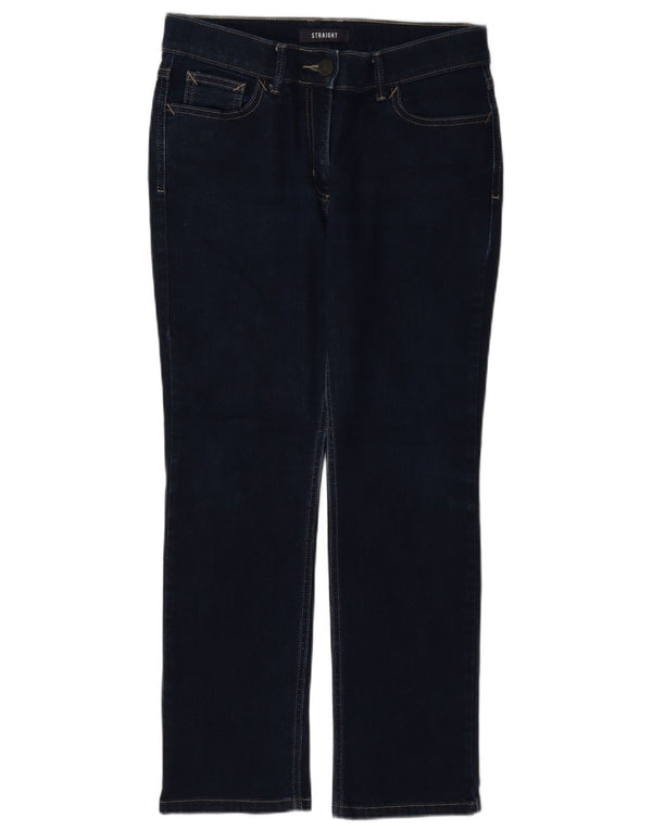 Marks & Spencer Γυναικεία Straight Jeans UK 12 Medium W30 L27 Navy Blue Cotton