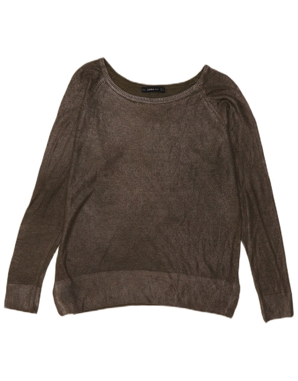 Zara Γυναικείο πουλόβερ με λαιμόκαυστο UK 14 Medium Khaki