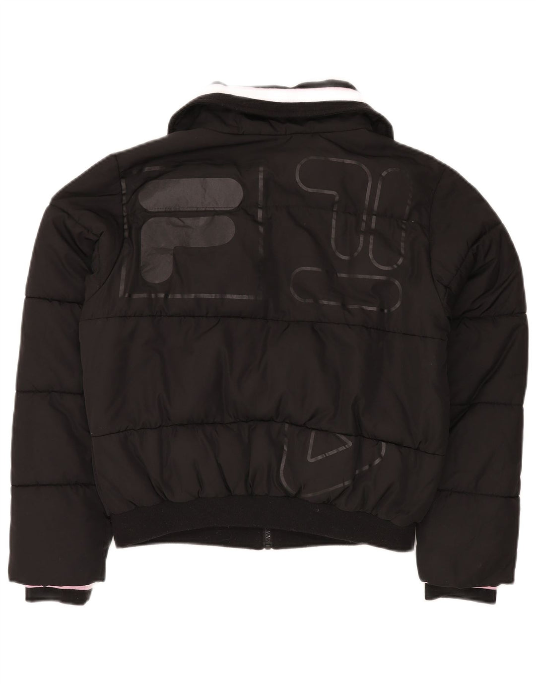 FILA Γυναικείο Γραφικό Μπουφάν UK 14 Μεσαίου Μαύρου Πολυεστέρα