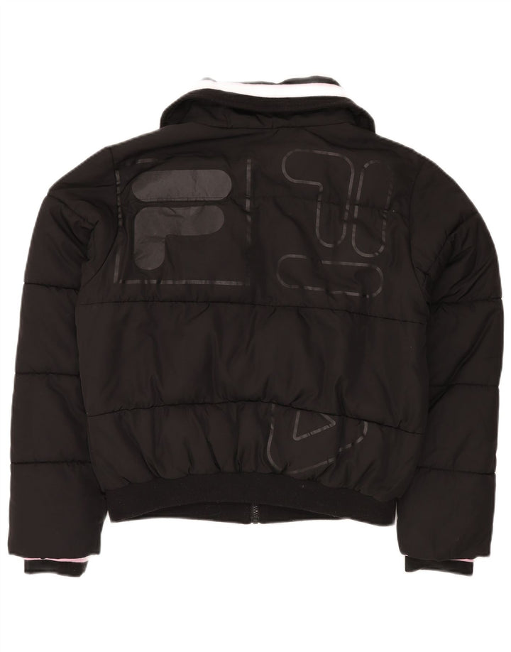 FILA Γυναικείο Γραφικό Μπουφάν UK 14 Μεσαίου Μαύρου Πολυεστέρα