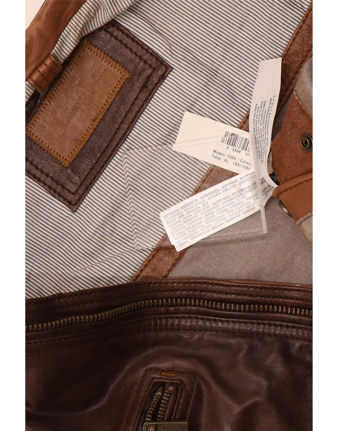 Massimo Dutti Ανδρικό Δερμάτινο Μπουφάν Biker UK 42 XL Καφέ Δερμάτινο