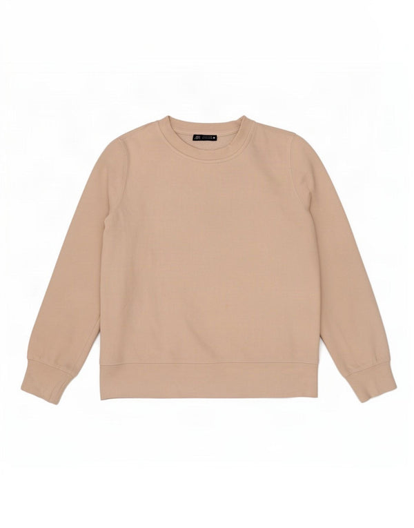 Zara Γυναικείο Φούτερ μεγάλου μεγέθους Jumper UK 10 Small Beige βαμβακερό