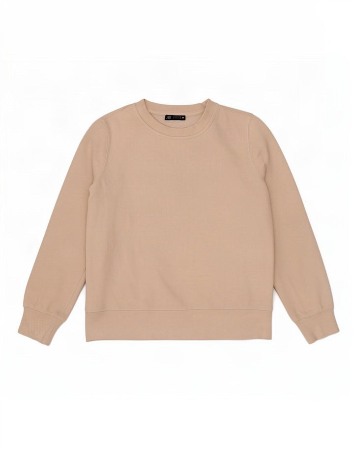 Zara Γυναικείο Φούτερ μεγάλου μεγέθους Jumper UK 10 Small Beige βαμβακερό