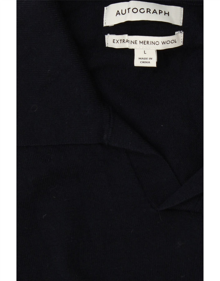 Marks & Spencer Ανδρικό πουλόβερ με αυτόγραφο Polo Neck Jumper Large Navy Blue