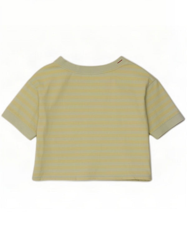 Guess Womens Crop Oversized Graphic T-shirt Top UK 6 XS Green Striped