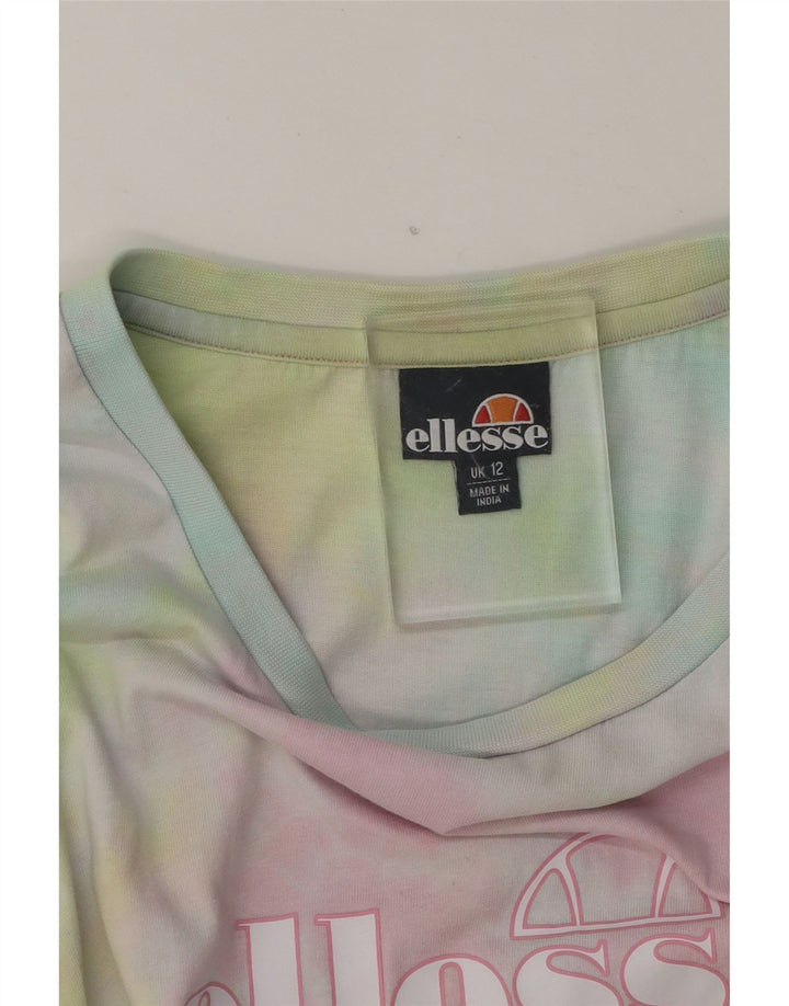 ELLESSE Womens Graphic T-Shirt Top UK 12 Medium Multicoloured Tie Dye Vintage Ellesse and Second-Hand Ellesse from Messina Hembry 