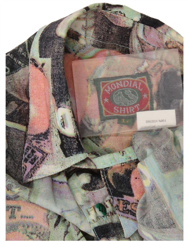 Vintage Ανδρικό κοντομάνικο πουκάμισο αφηρημένο με μοτίβο μεγάλο πολύχρωμο ρετρό
